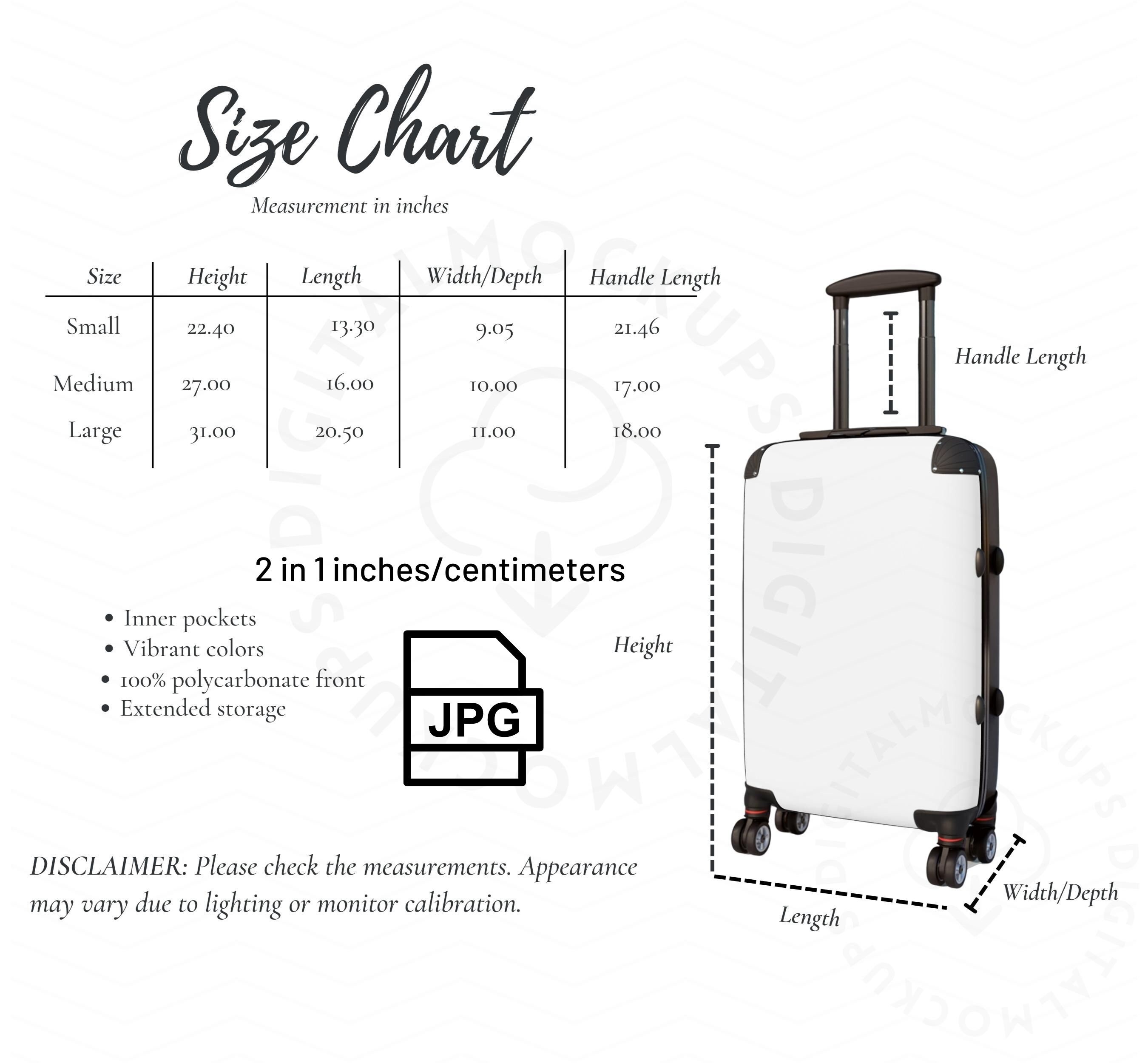 Suitcase Size Chart Suitcase Mock Up Suitcase Mockup for Etsy Canada