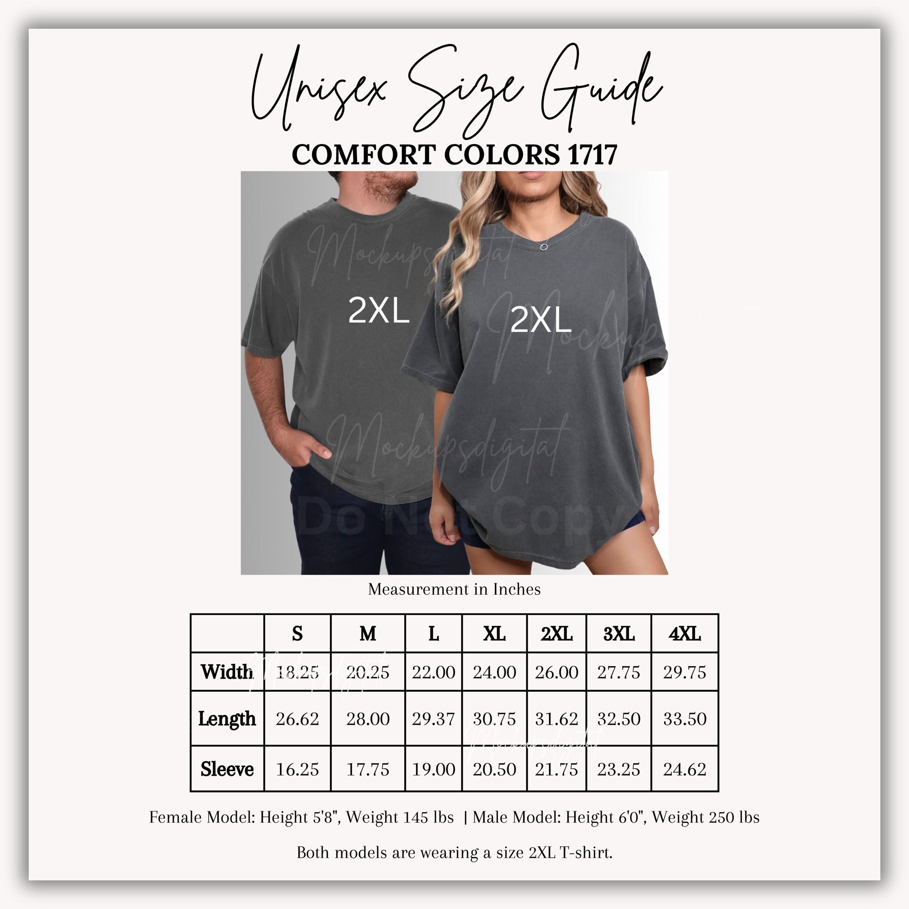 Comfort Colors 1717 Size Guide-comfort Colors Unisex Size Fit