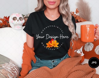 Bella Canvas 3001 Tshirt Mockup Halloween Mockup Spooky Mockup Fall Mockup Halloween Mockup Fall Bella Canvas Mockup Black Shirt Mockup
