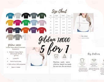 Gildan 18000 Bleached Color Chart Bundle Digital Mockup Only - Etsy