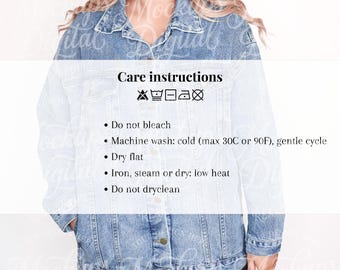 MWW Women's Denim Jacket Care Instructions, Oversized Jacket, Real Model (Digital Download)