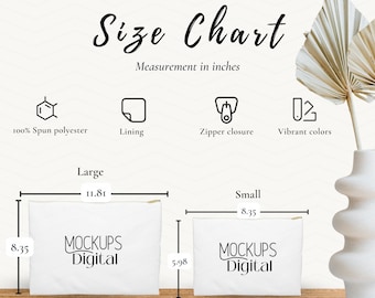 Pouch Bag Size Chart- Bag Mockup-Size Chart-Bag Mockup-Fall Mockup-Tote Mockup- Stock Photo- Boho Mockup-Retro Tote Bag-Fall Mockup