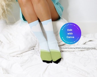 Aop Sock  Mockup- Aop Printify Mockup-All Over Print Socks-Mock Up-Socks -Printify Template- Socks- Edit with Canva- Sublimation-Model Mock