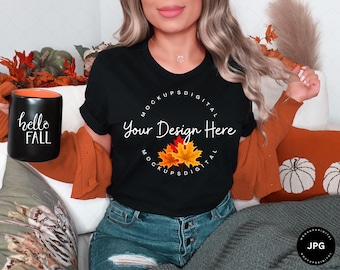 Bella Canvas 3001 Tshirt Mockup Halloween Mockup Spooky Mockup Fall Mockup Halloween Mockup Fall Bella Canvas Mockup Black Shirt Mockup