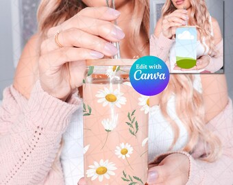 16 oz Glass Can Canva Edit with Mockup Drag and Drop Glass Can Edit with Canva Beer Can Glass Mockup Glass Mock Up Glass Can Cup Mock Ups