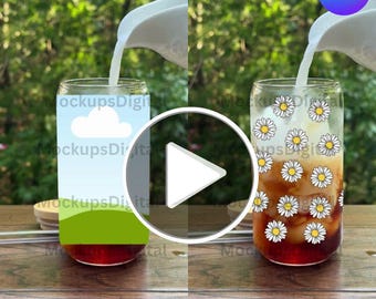 16 oz Glass Can Video Mockup Canva Drag and Drop Glass Can Video Mockup Edit with Canva Beer Can Glass Mockup Glass Mock Up Glass Can Mockup