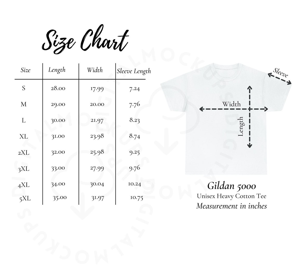 Gildan 5000 Size Chart G500 Size Chart Mockup Gildan - Etsy