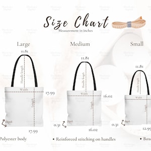 Aop Tote Bag Size Chart-aop Tote Bag Mockup-size Chart-all - Etsy