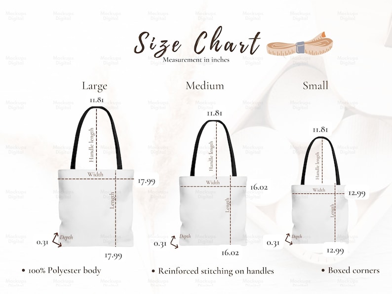 Aop Tote Bag Size Chartaop Tote Bag Mockupsize Chartall Etsy Australia