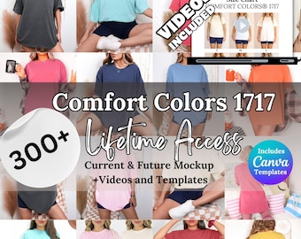 Comfort Colors 1717 Lifetime Access Real Model Mockup Canva Templates Digital Download