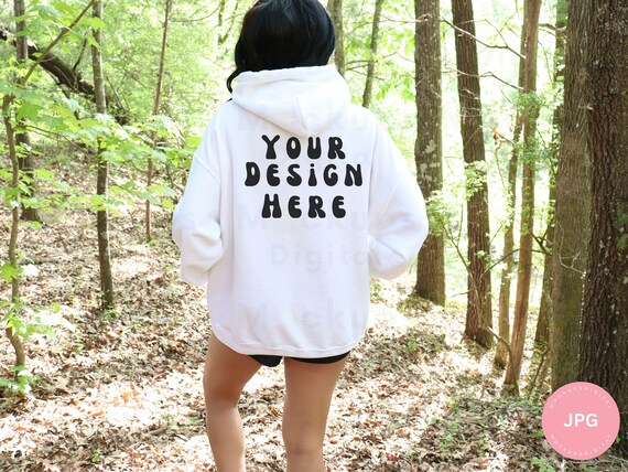 Gildan 18500 Back Mockup White Outdoors Hoodie Mockup Outdoor Gildan Mock Up 18500 Hoodie Mockup Outdoors Sweatshirt Mockup Summer Mockup