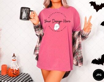 Watermelon Comfort Colors Mockup Halloween Comfort Colors Mockup Oversized Fall Mockup Pink Comfort Color Shirt Mockup Autumn Mockup