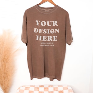 Espresso Comfort Colors Mockup Espresso Hanging Comfort Colors Mockup C1717 Shirt Mock-up Trendy Comfort Color Mockups Brown Shirt Mockup