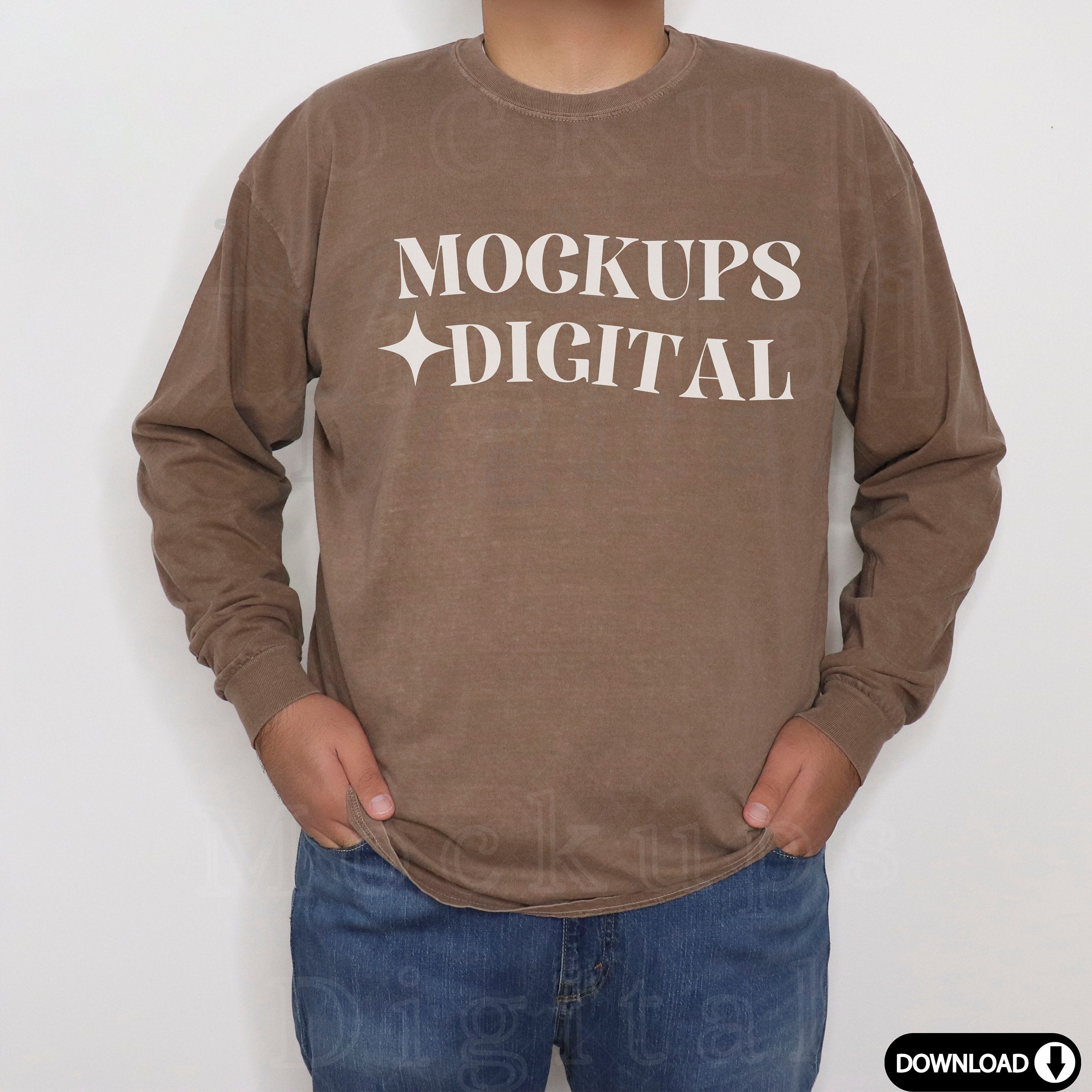 Espresso Comfort Colors 6014 Men Mockup Man Shirt Mockup Brown
