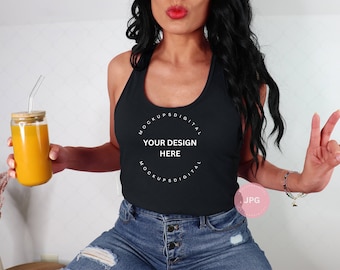 Black Next Level Tank Mockup 1533 Black Next Level 1533 Mockup Model Mockup 1533 Tank Top Size Chart Racerback Mockup Black Sizing Guide