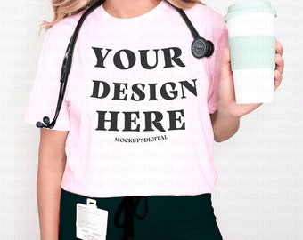 3001 Nurse Mockup Soft Pink Bella Canvas Mockup 3001 Soft Pink Mockup 3001 Mockup Soft Pink 3001 Shirt Mockup 3001 Soft Pink Medical Mockup