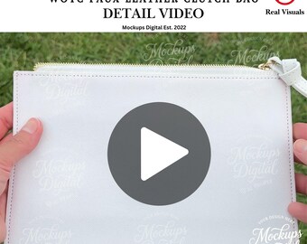 Detailed Clutch Bag Video Mockup of Faux Leather POD Clutch Bag Printify Faux Leather Clutch Mockup