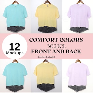 Comfort Colors 3023CL Mockup Bundle 3023cl Size Chart 3023CL Color Chart 3023CL Back Mockup Ivory Pepper Chalky Mint Peachy Orchid Butter