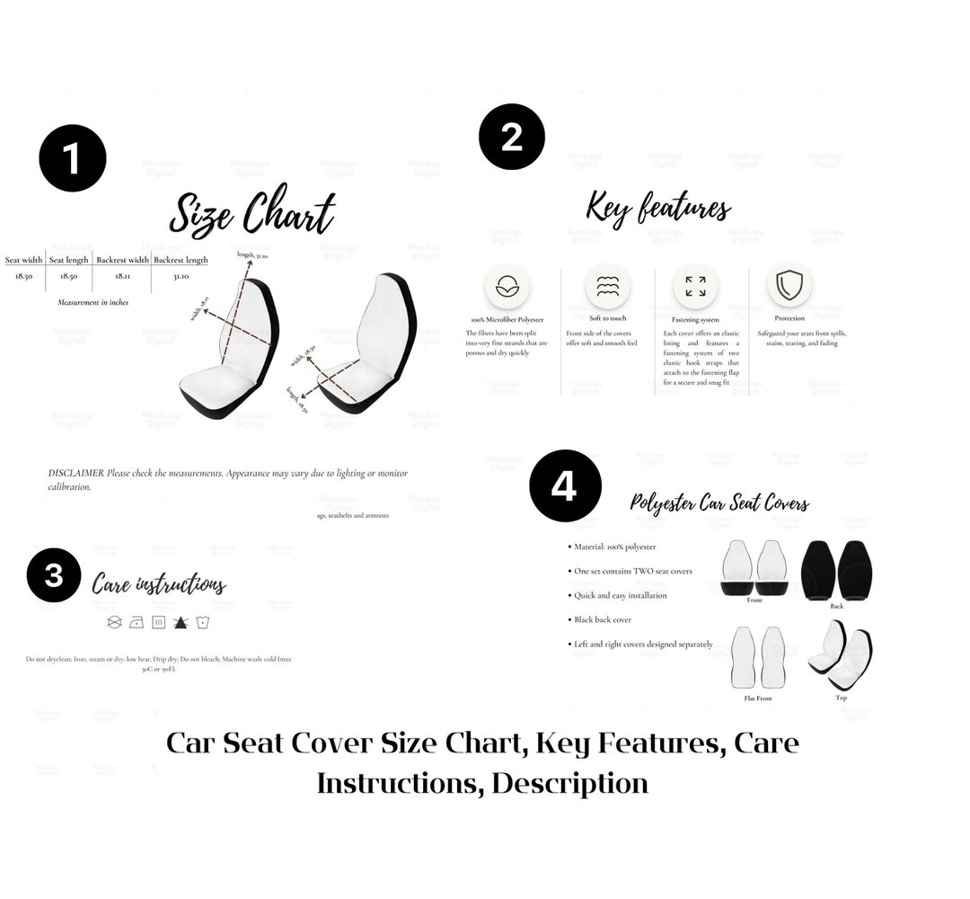 Car Seat Cover Size Chart Seat Cover Size Guide (Instant Download) Etsy