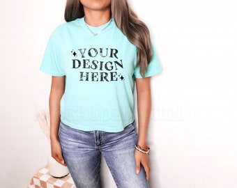 Chalky Mint Comfort Colors 3023CL Mockup Chalky Mint Mockup 3023CL Size Chart 3023CL Color Chart Model Mockup Model 3023CL Mockup 3023CL