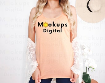 Vintage Light Orange Next Level 6733 Mockup Next Level Racerback Tank Mockup Next Level 6733 Mock Up Next Level Tank Mockup 6733 Summer Mock