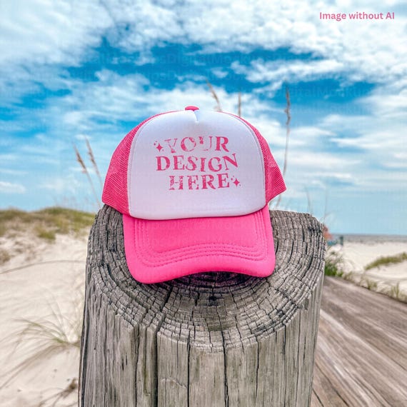 Pink Foam Cap Mockup Pink Otto Hat Mockup Trucker Cap Mockup  display picture 1
