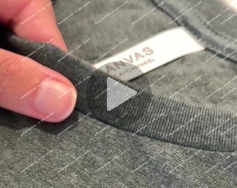 Bella Canvas 3001 Video Mockup Neckline Fabric Detail Video Mockup Oversized Heather TShirt Video Mockup 3001 Heather Forest Video Mockup