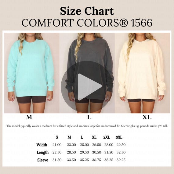 Comfort Colors Video Size Chart Comfort Colors 1566 Video Size Chart Oversized Comfort Colors Mockup 1566 Mockup Retro Mockup Western Mockup