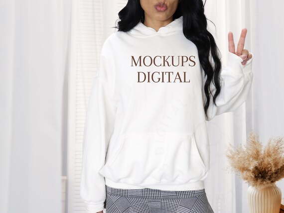 Gildan 18500 White Hoodie Mockup Gildan Hoodie Mock up White Hoodie Mockup Oversized Hooded Sweatshirt mockup Boho Mockup