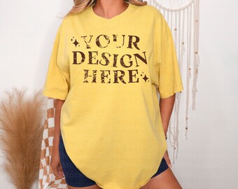 Mockup Comfort Colors color senape Mockup Comfort Colors 1717 Mockup color senape Mockup di maglietta color senape 1717 Mockup Comfort Colors color senape Mockup 1717 color senape