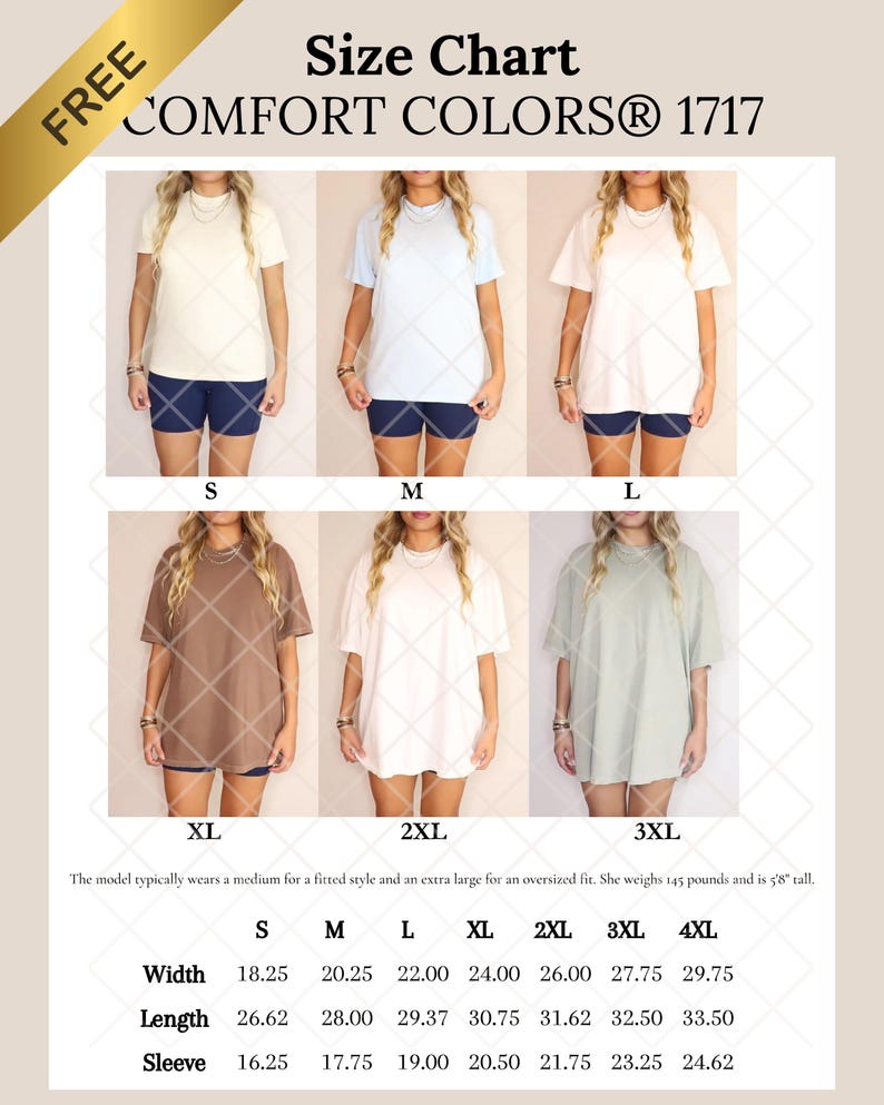 Video Size Chart Comfort Colors Video