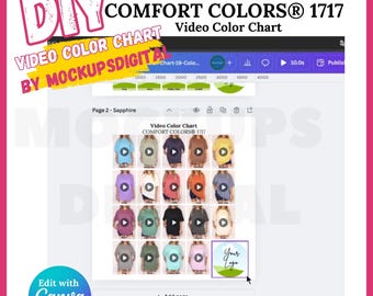 Edtitable Comfort Colors 1717 Color Chart DIY Comfort Colors Video Color Chart Canva Template Comfort Colors 1717 Color Oversized Chart Mock