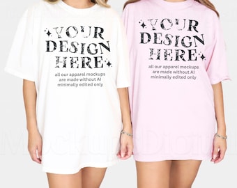 Couples Comfort Colors Mockup White Blossom Bachelorette Mockup Blossom Bridesmaid Shirt Mockup 1717 Bridal Mockup 1717 Oversized Shirt Mock