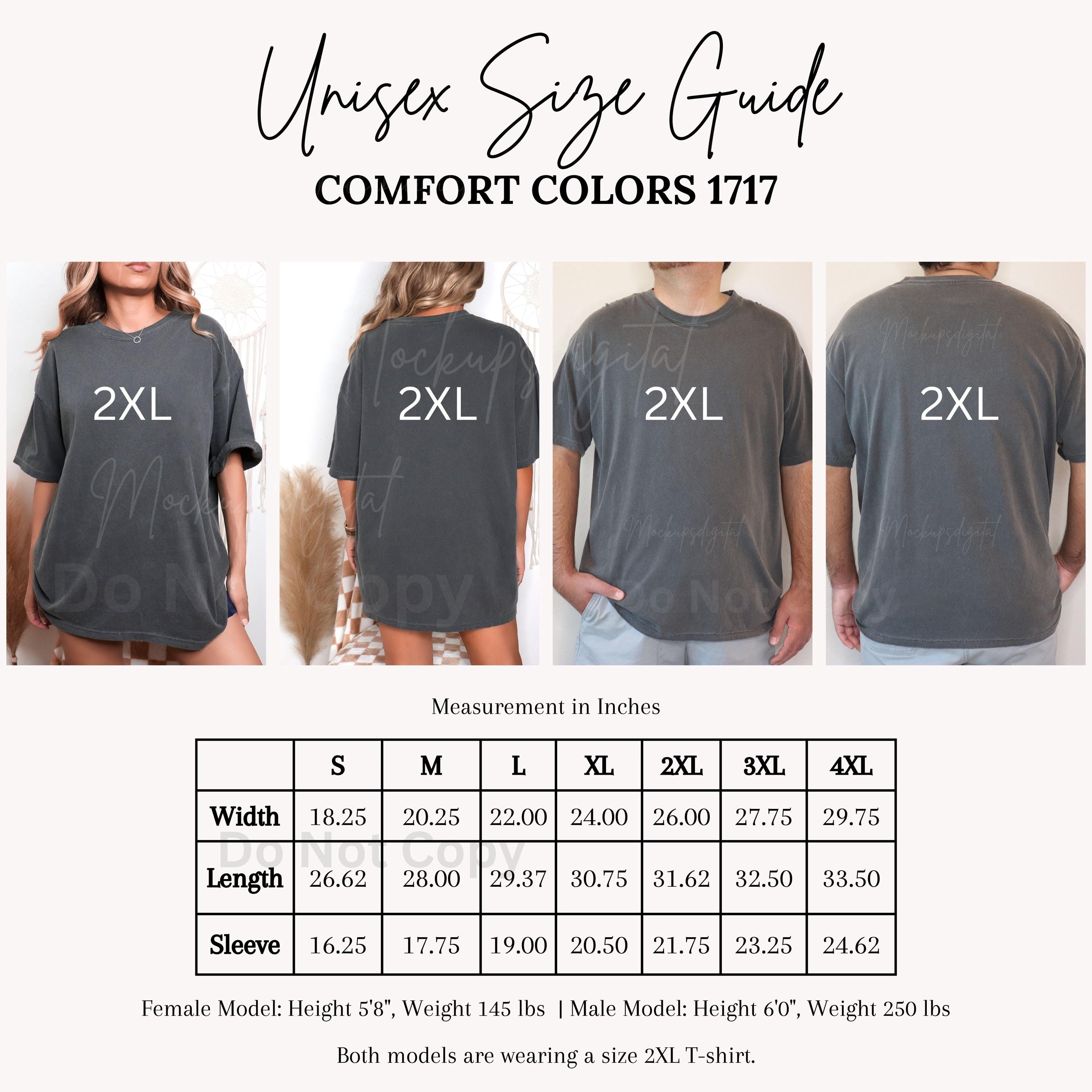 Comfort Colors 1717 Size Guide-comfort Colors Unisex Size Fit