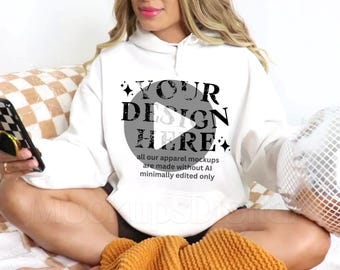 White Gildan 18500 Video Mockup White Hoodie Mockup Gildan 18500 Video Mock-up Video Sweatshirt Mockup Retro Video Mockup 18500 Hoodie Mock