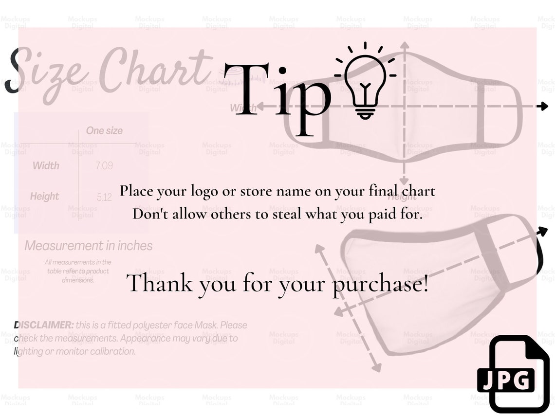 Face Mask Size Chartbohosize Chartjpgface Mask Etsy