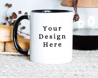 Black handle Mug Mockup Accent Ceramic Mug Mockup Two Tone Coffee Mug Mockup Two Color Mug Mockup Black Handle Cup Mockup Coffee Mug Mockup