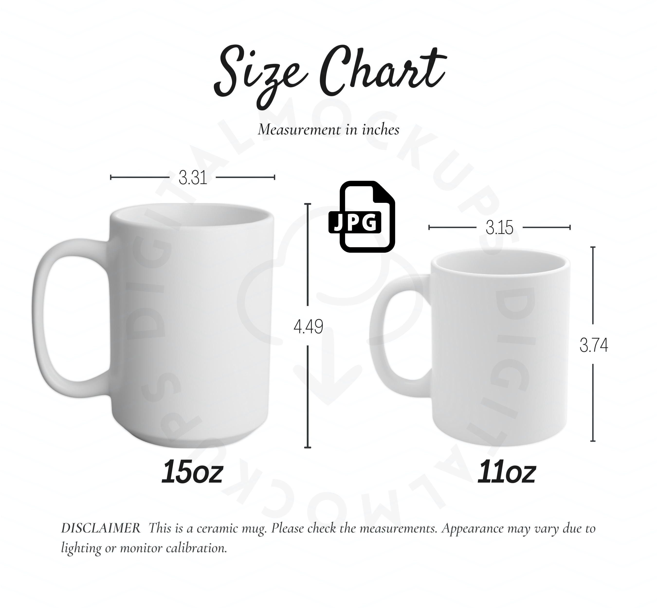 Mug Size Chart-cup Size Chart-mug Mockup-11oz-15oz-mug Size - Etsy Canada