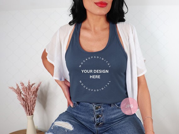 Next Level Ideal Racerback Tank Top - Indigo Color, X-Large, 60% Combed Ringspun Cotton/40% Polyester - View #9