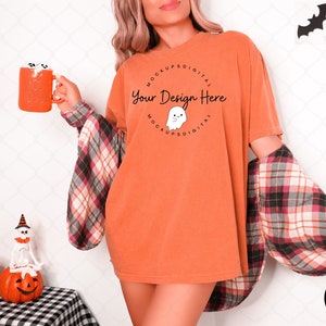Yam Comfort Colors C1717 Yam Shirt Halloween Model Mockup Fall Mockup Comfort Colors Yam Spooky Mockup Orange Mockup Oversized Mock up Fall