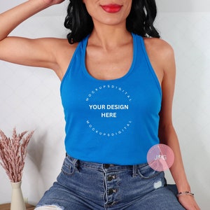 Next Level 1533 Mockup Turquesa Next Level Tank Mockup 1533 Model Mockup 1533 Tank Top Tabla de Tallas Tank Top Mockup Mujer Summer Mockup Azul