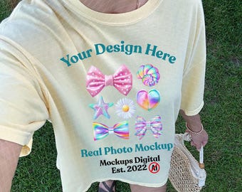 Butter Comfort Colors 1717 Real Model Coastal Comfort Colors Mockups 1717 Butter Oversized Mockup POD Template (Digital Download)
