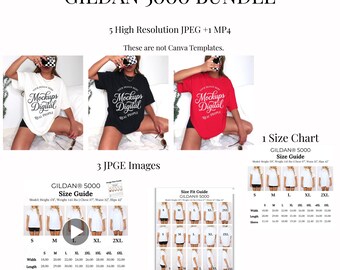 Gildan 5000 Mockup Bundle Video Size Chart Size Fit Guide  (Digital Download)