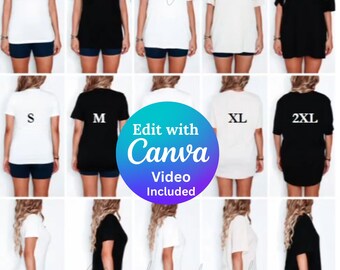 Bella Canvas 3001 Canva Editable Template Video Size Chart 3001 Size Fit Guide Oversized 3001 Size Chart Mock