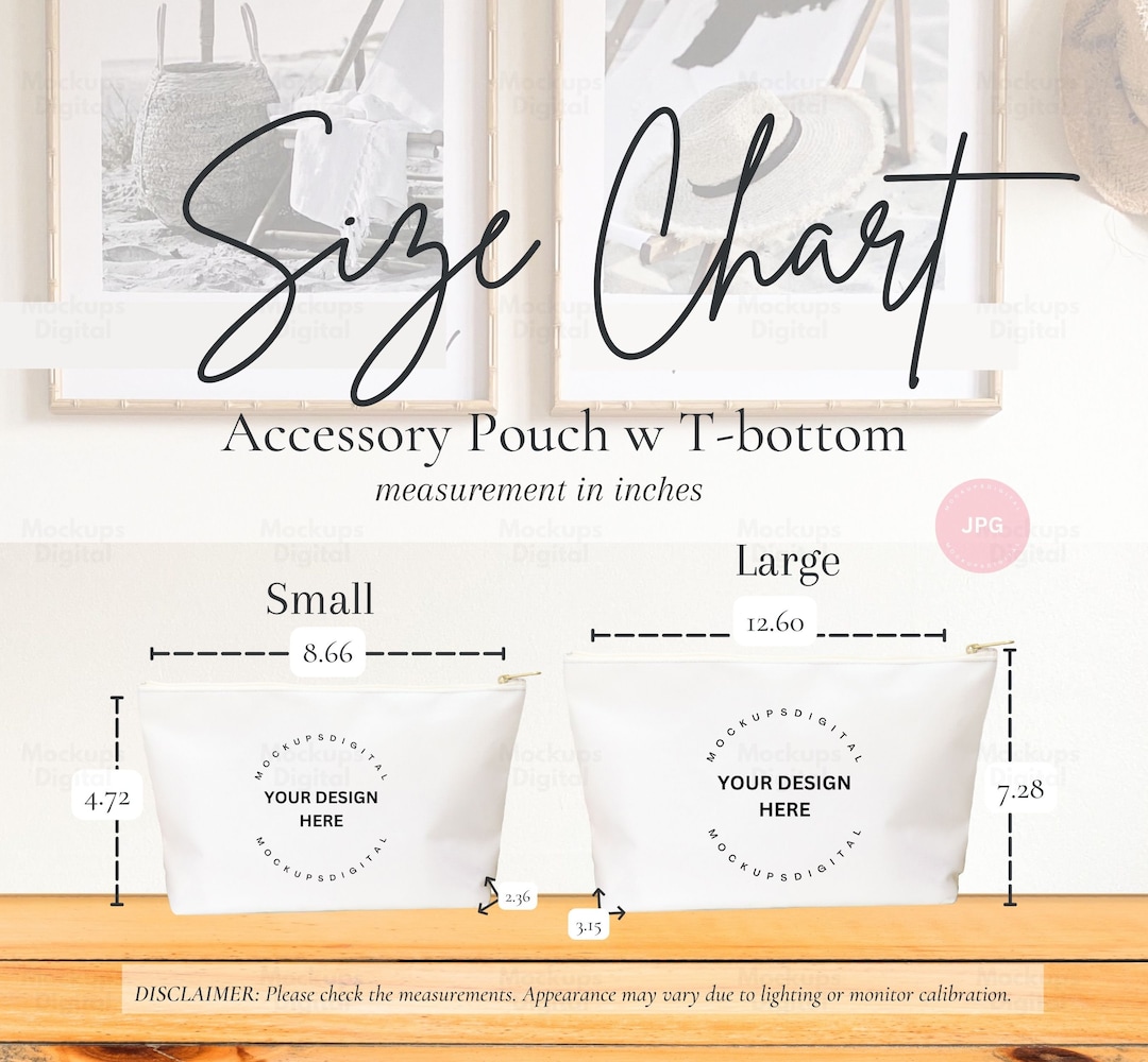 Printify Accessories Pouch Size Chart Mockup Aop Accessory Etsy