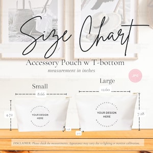 Printify Accessories Pouch Size Chart Mockup Aop Accessory Pouch W T-Bottom Cosmetic Bag Make-Up Bag Mockup Makeup Pouch Mock Up Case Mockup