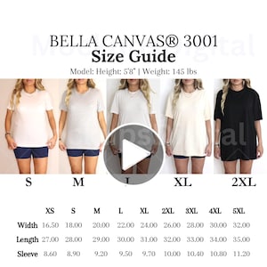 Bella Canvas 3001 ビデオ サイズ ガイド Bella Canvas 3001 ビデオ モックアップ 特大ビデオ サイズ チャート レトロ モックアップ サイズ ガイド 3001 Bella サイズ チャート