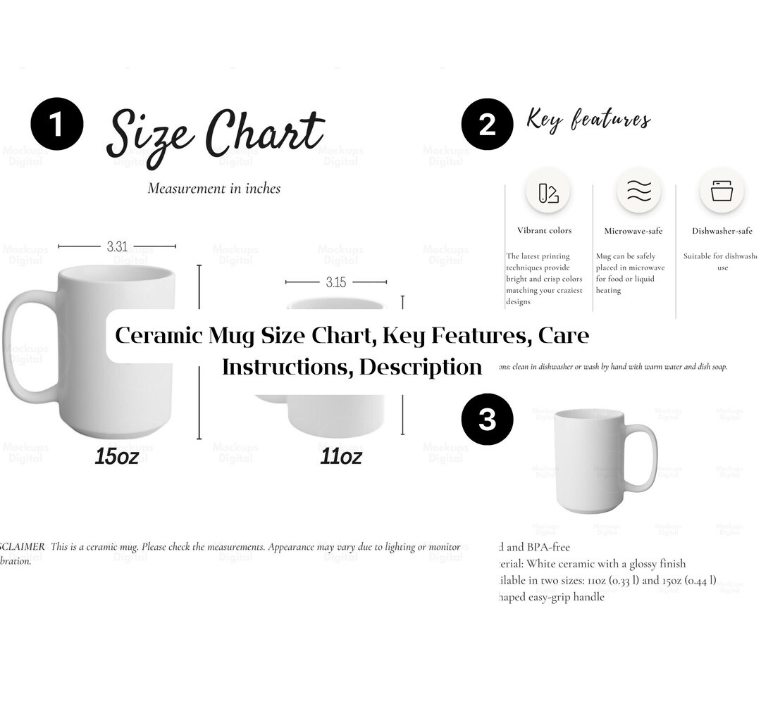 Mug Size Chart cup Size Chart mug Mockup 11oz 15oz mug Size Chart mug 