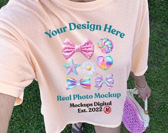 Peachy Comfort Colors 1717 Real Model Coastal Comfort Colors Mockups 1717 Peachy Oversized Mockup POD Template (Digital Download)