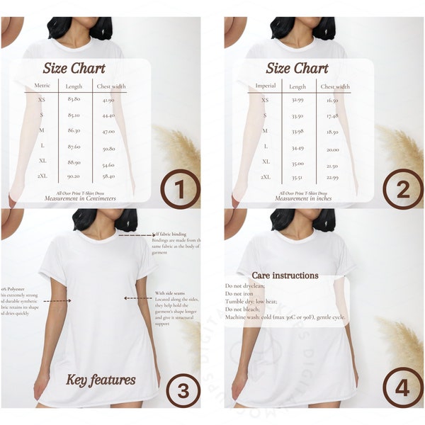 Aop-All Over Print T-Shirt Dress- Sizing Chart For AOP Dress-Tote Size Chart-Tote Bag Sizes-AOP Tote Sizes-Printify Mockup-AOP Mock-up